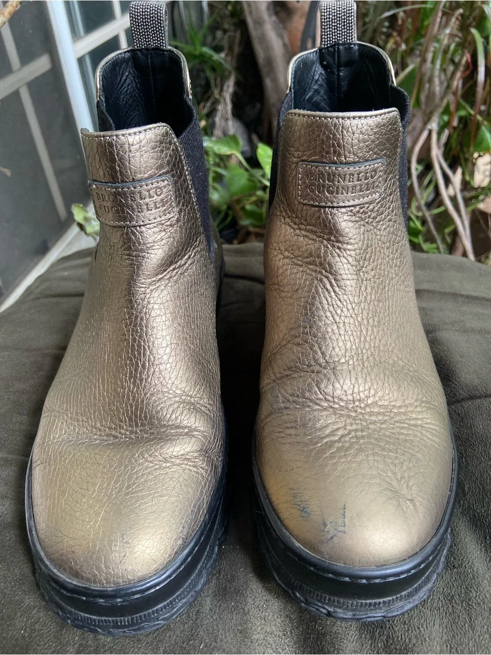 Brunello Cucinelli Metallic Gold Leather Chelsea Boot - Picture 3 of 14